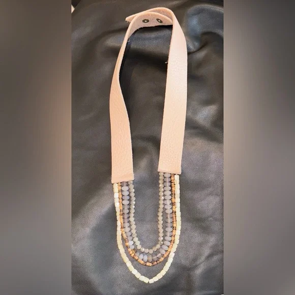 FAIRCHILD BALDWIN OF New York leather moonstone bead necklace - Picture 10 of 11